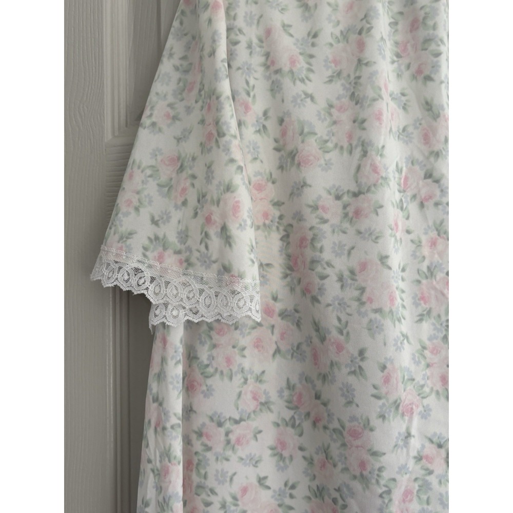 Vintage Miss‎ Elaine Floral Short Sleeve Night Gown Sleep Dress Size Large ILGWU - Picture 8 of 10